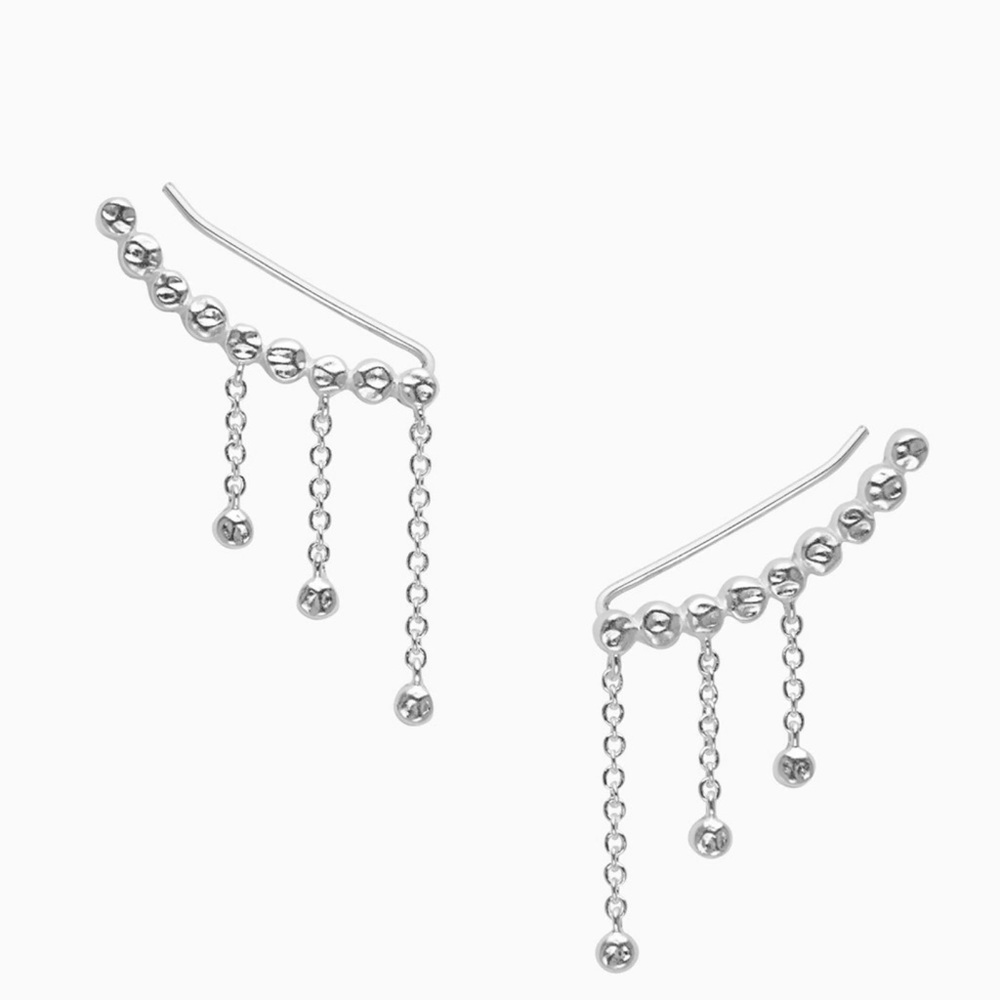 Stella & Dot Cascading Ear Climbers Silver BNIB